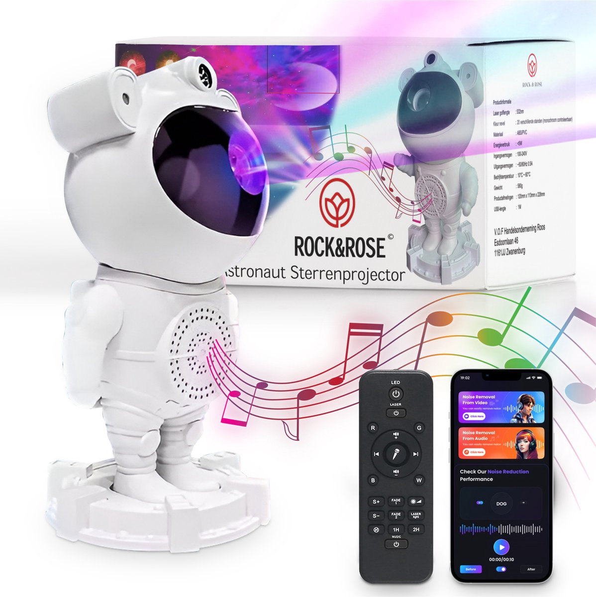 Rock&Rose Astronaut Sterren Projector