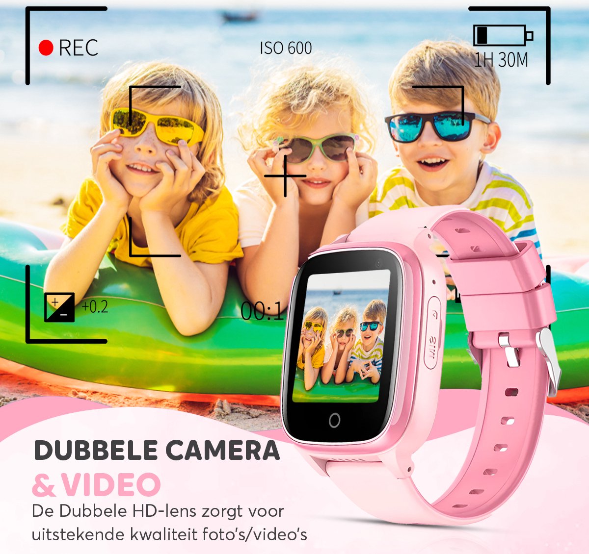 Rock&Rose 4G GPS Horloge Kind - Roze