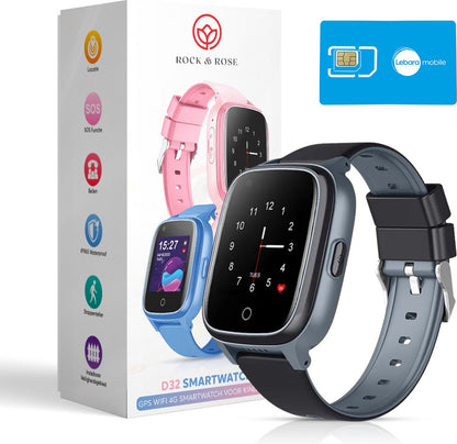 Rock&Rose 4G GPS Horloge Kind - Inclusief Simkaart