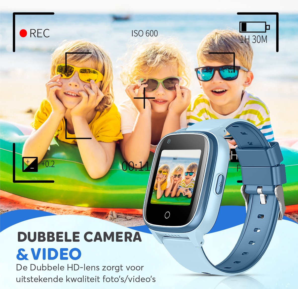 Rock&Rose 4G GPS Horloge Kind - Blauw