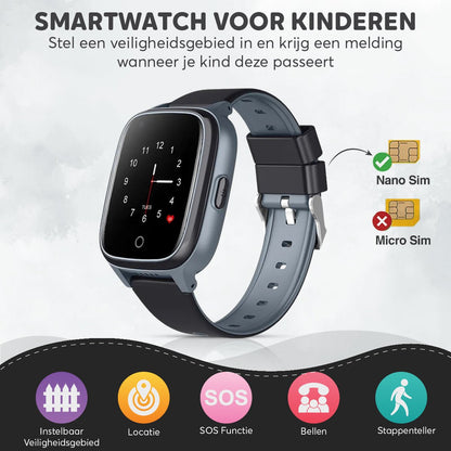 Rock&Rose 4G GPS Horloge Kind - Inclusief Simkaart