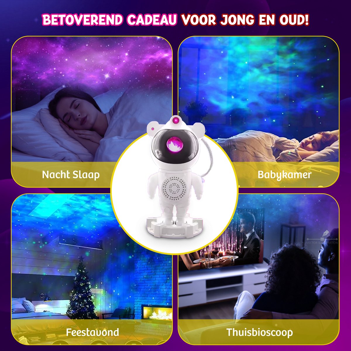 Rock&Rose Astronaut Sterren Projector