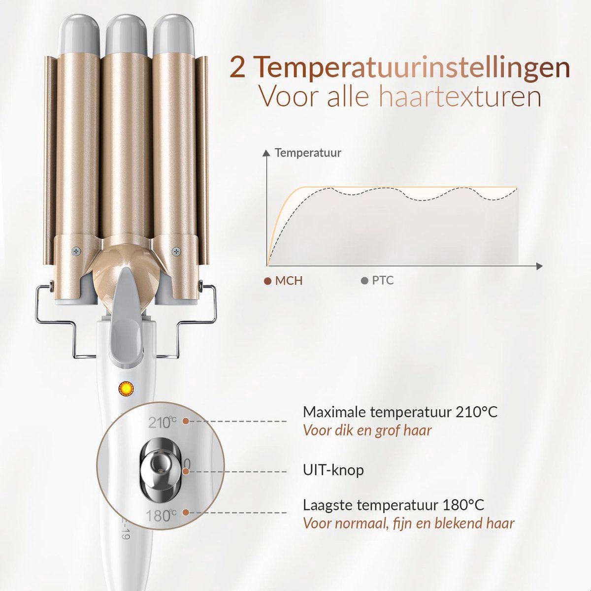 Rock&Rose Wafeltang Haar - Wit / Beige