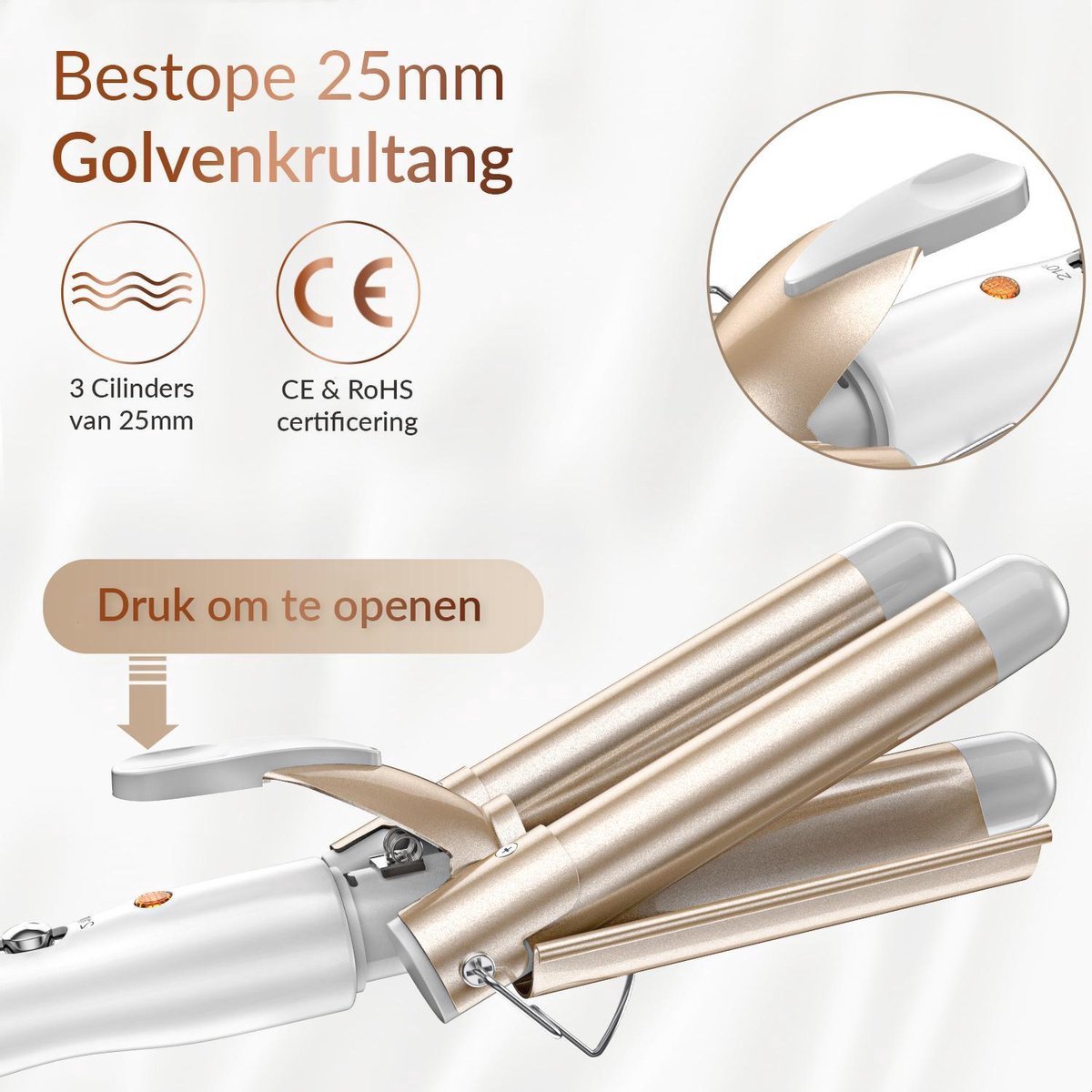 Rock&Rose Wafeltang Haar - Wit / Beige