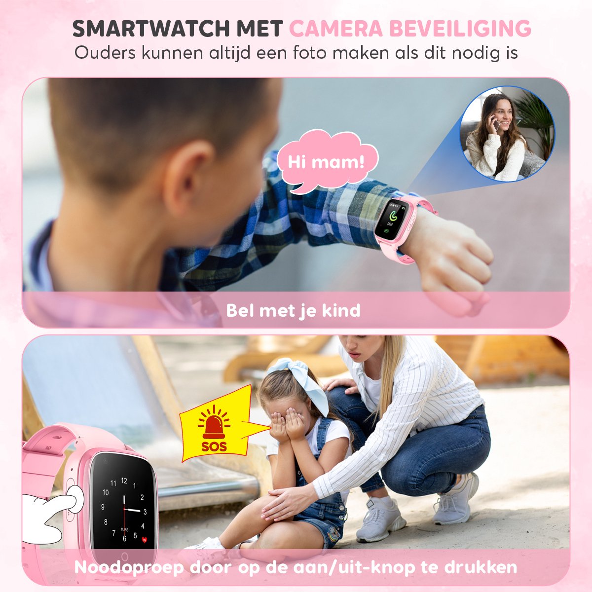 Rock&Rose 4G GPS Horloge Kind - Roze