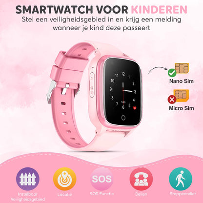 Rock&Rose 4G GPS Horloge Kind - Roze