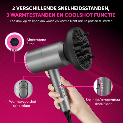 Sèche-cheveux Rock&amp;Rose avec diffuseur