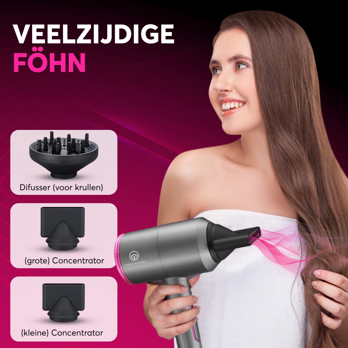 Sèche-cheveux Rock&amp;Rose avec diffuseur