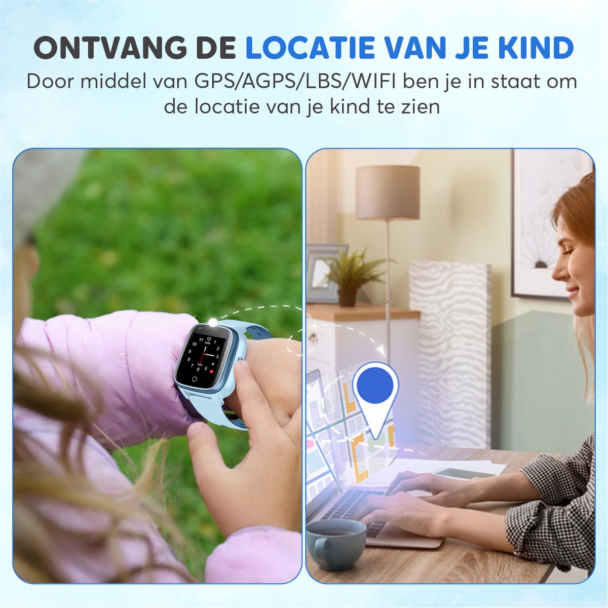 Rock&Rose 4G GPS Horloge Kind - Blauw