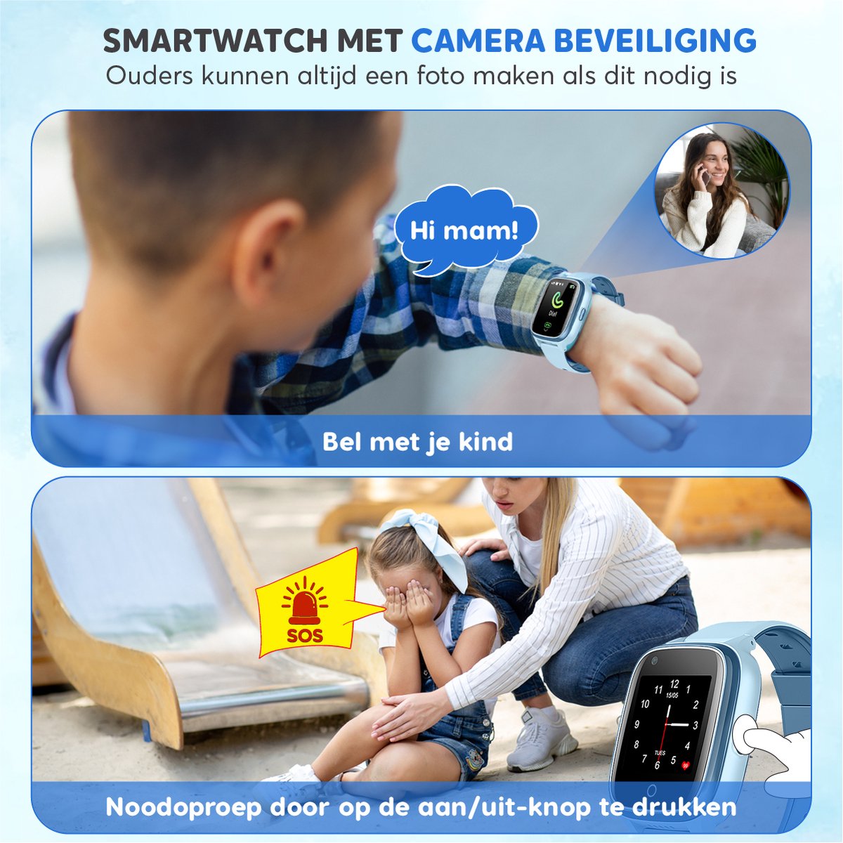 Rock&Rose 4G GPS Horloge Kind - Blauw