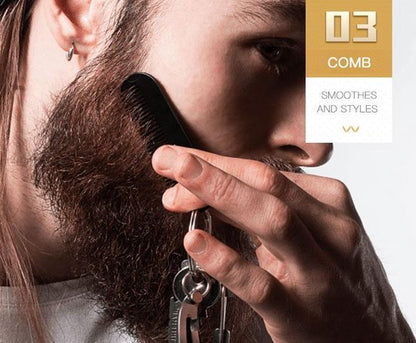 Baardgroei Kit met man met baard en kam