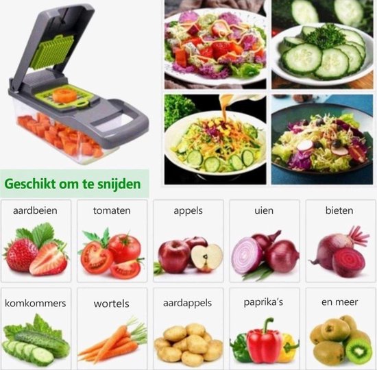 Groentesnijder met geschikte groenten en fruit 