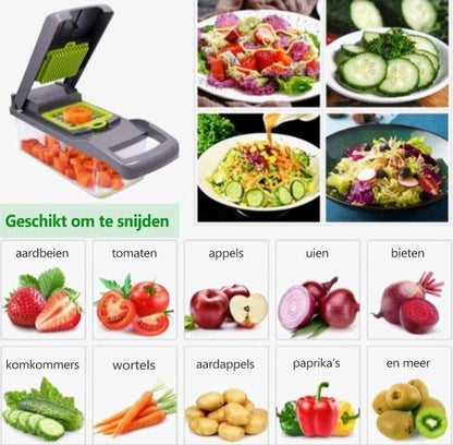 Groentesnijder met geschikte groenten en fruit 