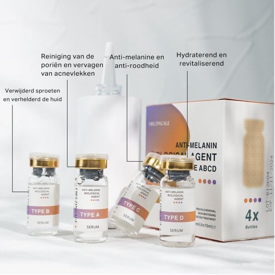 Freezing'Age Anti-Melanine Serum - Huidverzorging Pigmentvlekken - Pigmentvlekken Verwijderen - Hyperpigmentatie Donkere vlekken - 4x 10ml