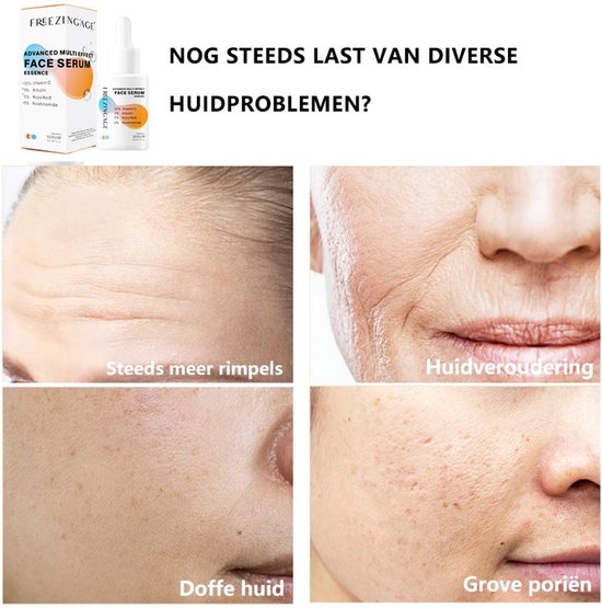 Gezichtsserum helpt tegen rimpels, doffe huid en grove poriën 