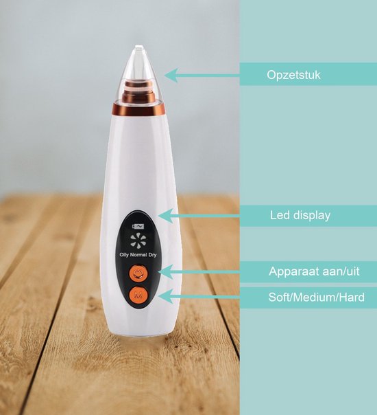 BlackHead Remover met opzetstuk, led display en verschillende standen