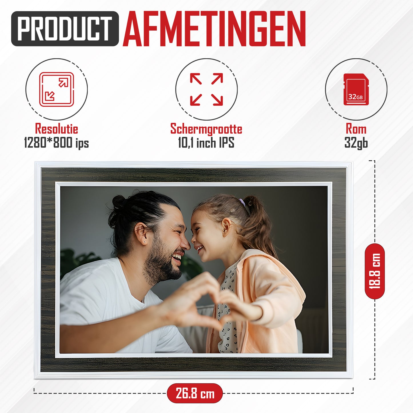 Rock&Rose X14 Digitale Fotolijst - 32 GB - 10.1 Inch.